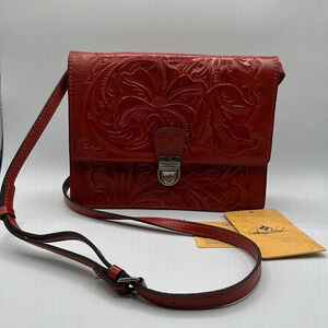 NWT PATRICIA NASH~Lanza  Burnished Tooled Ochre Leather Crossbody Bag